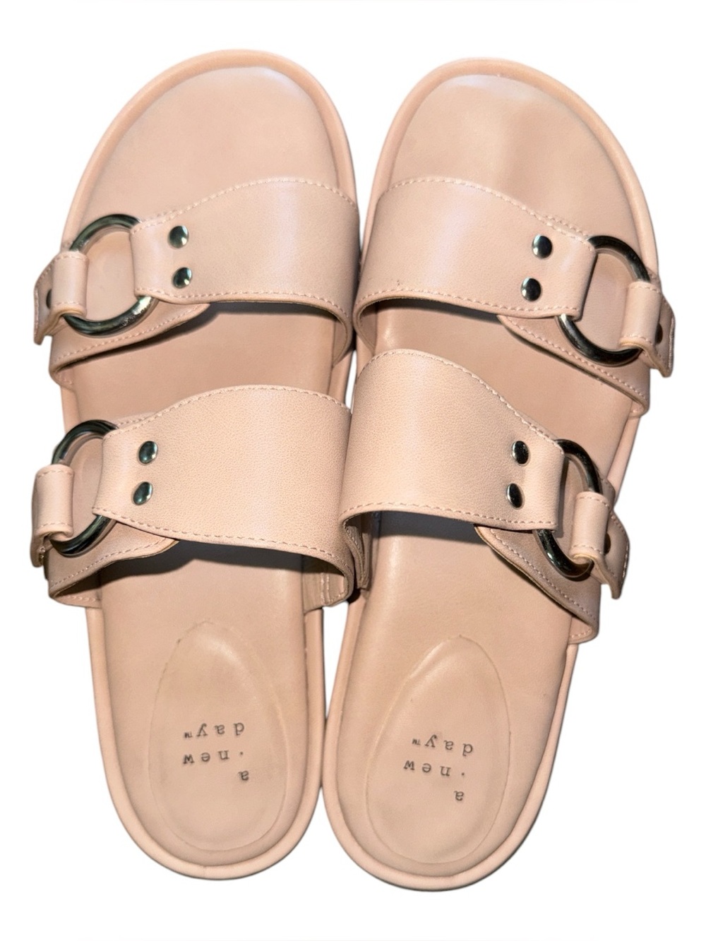 A New Day Ring Platform Slide Sandals Flatform Nude Double Strap Women’s 8.5